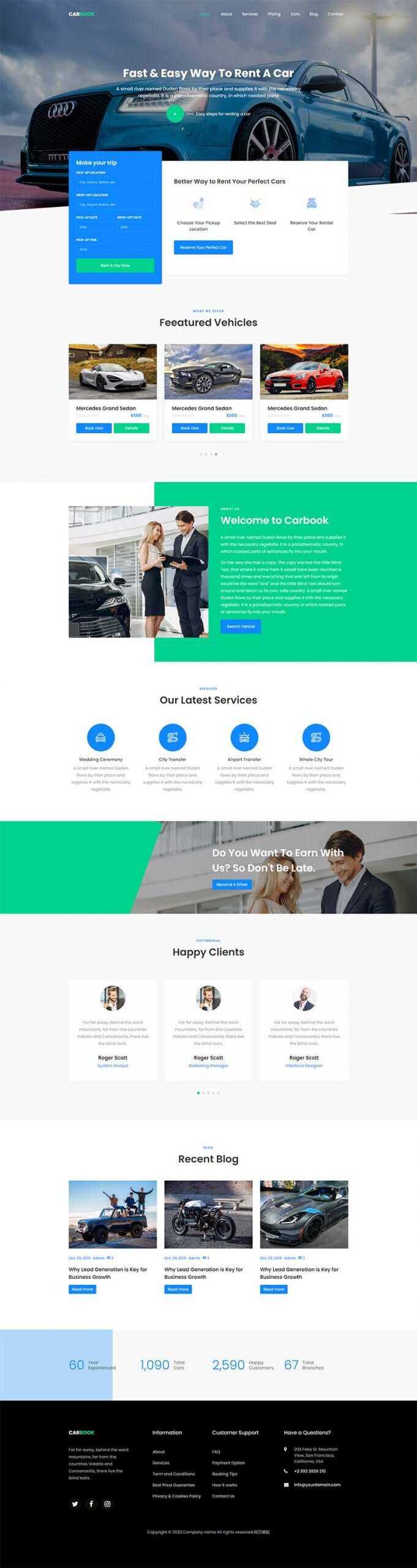 Bootstrap4汽车接送租赁服务网站html模板 - 项目资源网 - 项目资源网