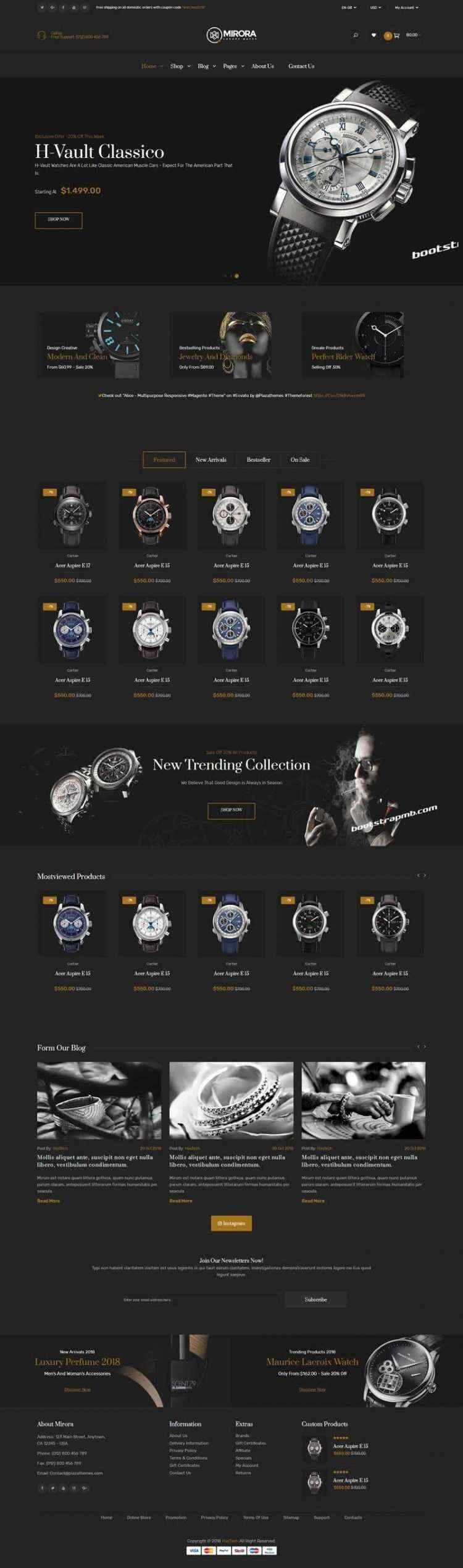 Bootstrap黑色响应式奢侈品手表商城网站 - 项目资源网 - 项目资源网