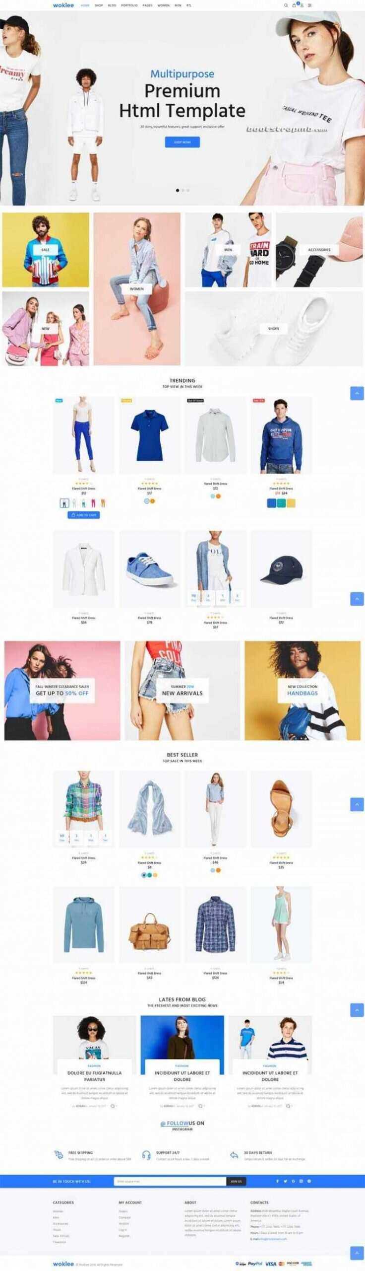 蓝色宽屏Bootstrap响应式服装购物商城 - 项目资源网 - 项目资源网