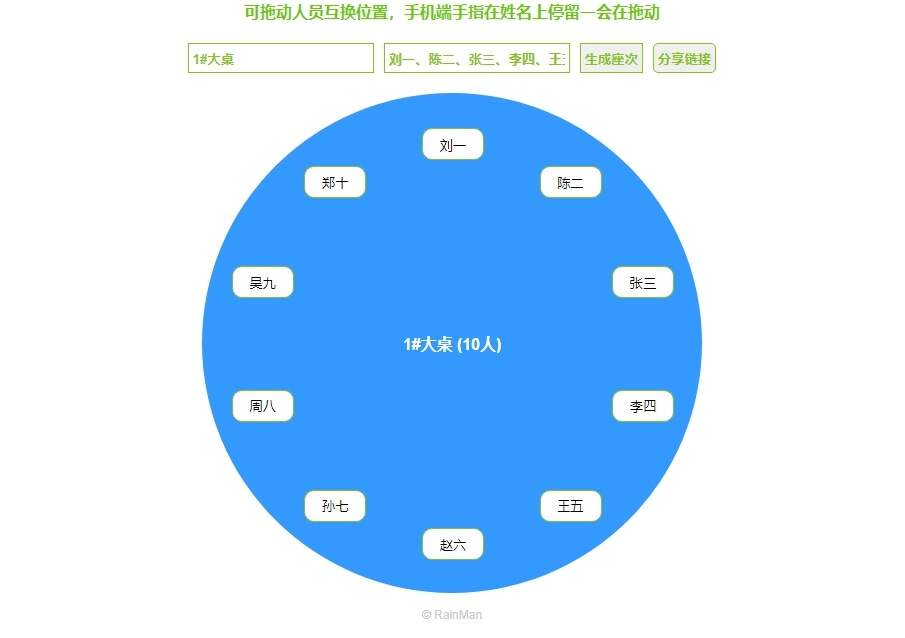 简单的html5用餐座次图生成器 - 项目资源网 - 项目资源网