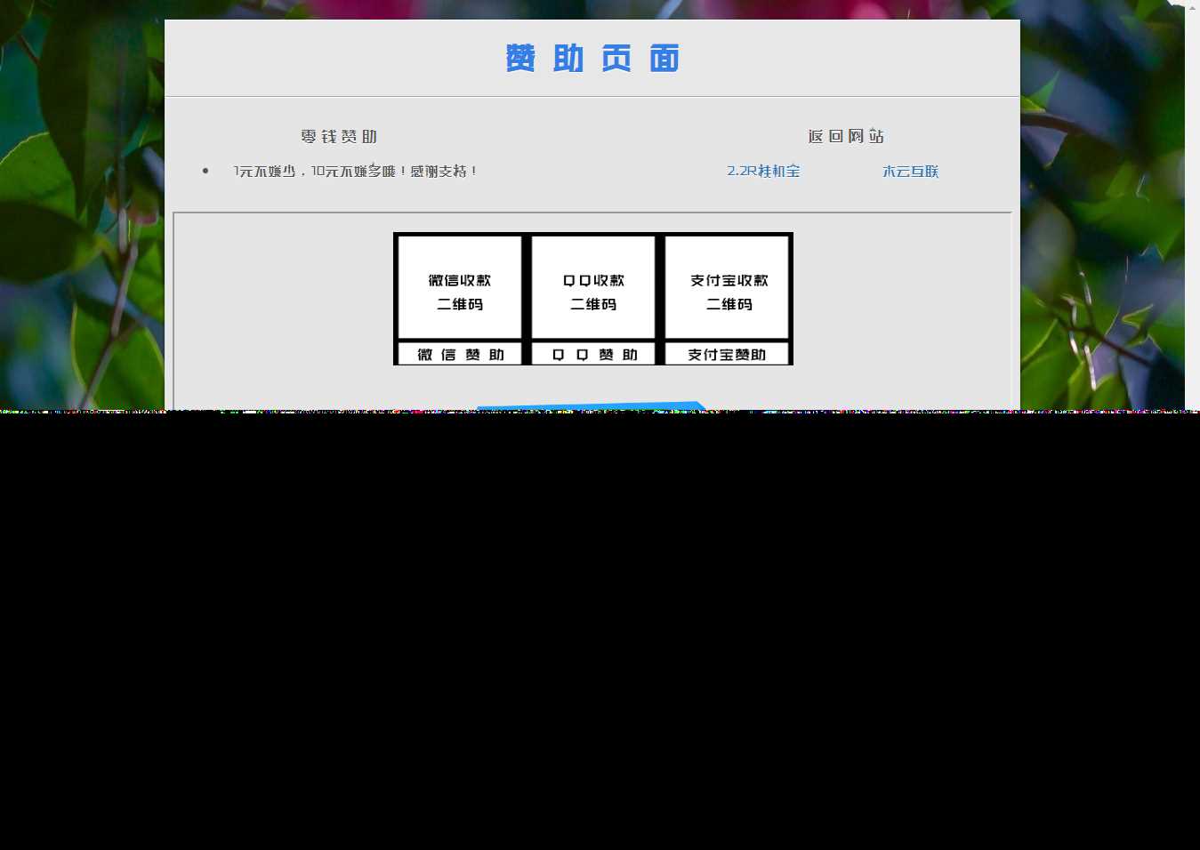 漂亮的赞助打赏单页HTML源码 - 项目资源网 - 项目资源网