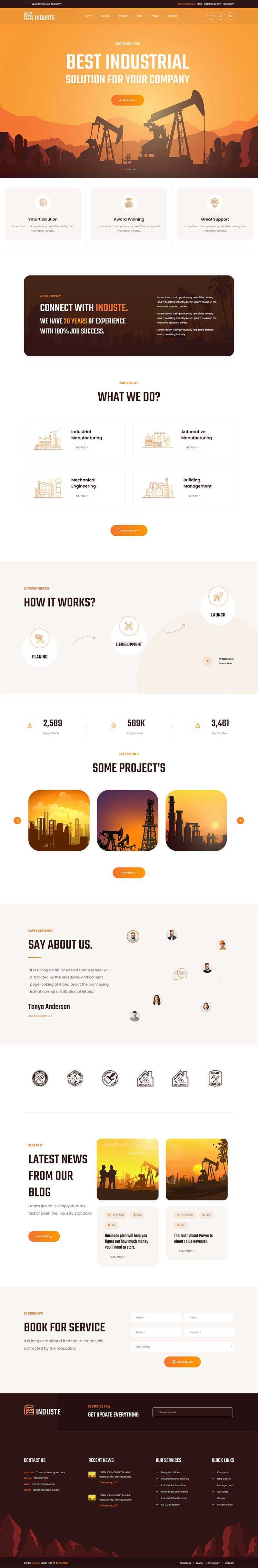 Bootstrap橙色多用途的工业生产企业网站html模板 - 项目资源网 - 项目资源网