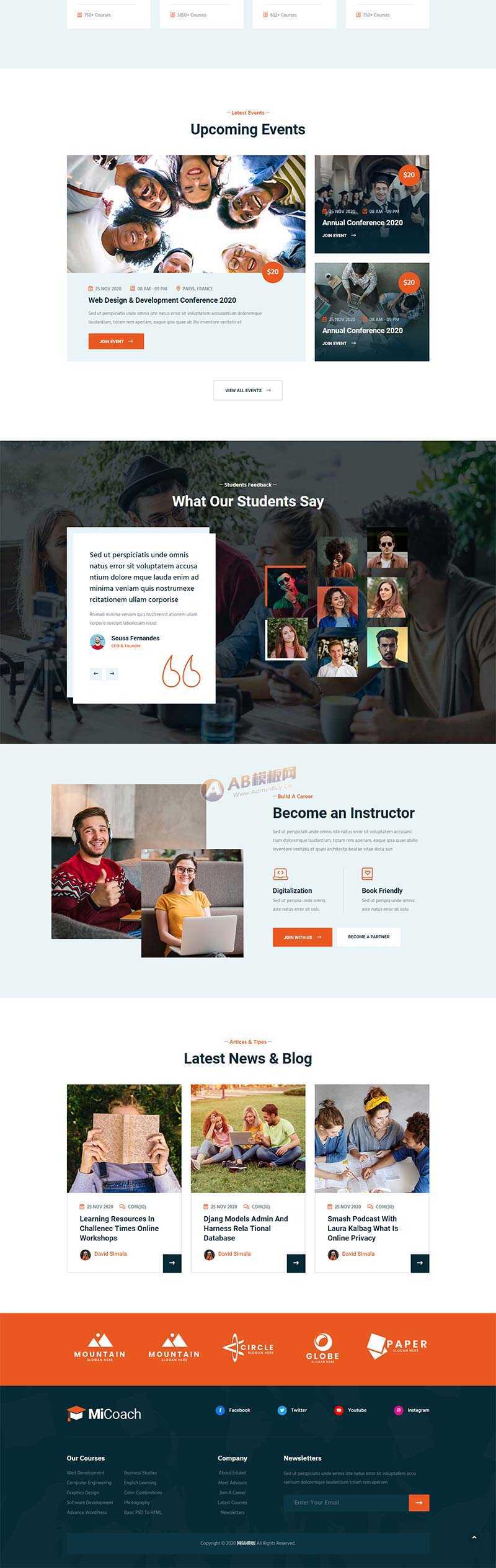 响应式在线课程教育培训行业网站HTML5模板 - 项目资源网 - 项目资源网