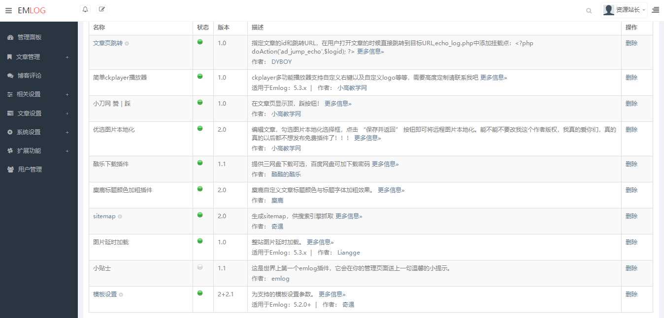 Emlog麋鹿资源网站长二开整站数据带9条采集规则 - 项目资源网 - 项目资源网