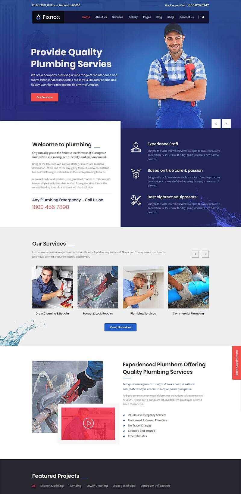 Bootstrap管道修理家政保洁公司网站html模板 - 项目资源网 - 项目资源网