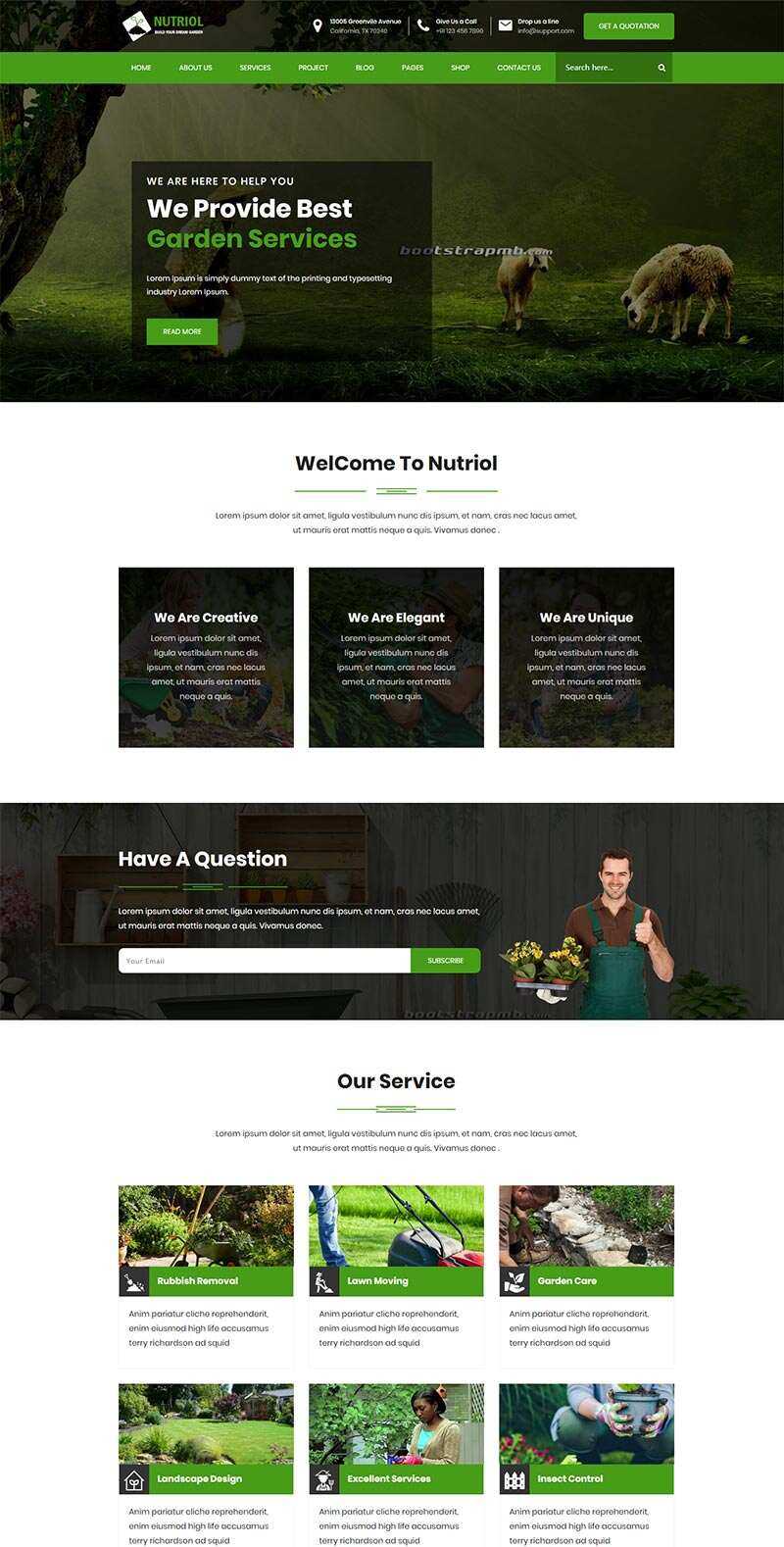 Bootstrap花园设计服务网站html模板 - 项目资源网 - 项目资源网