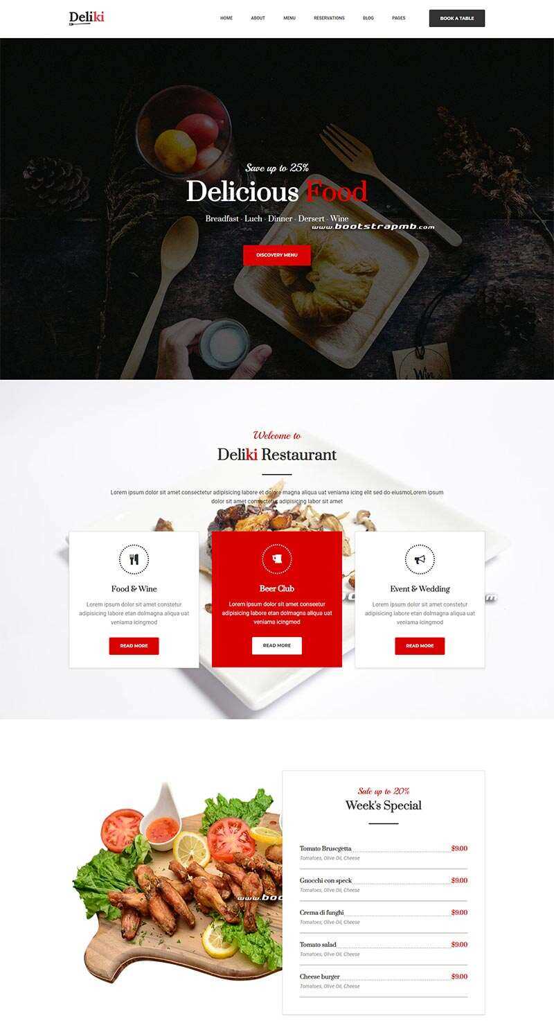 Bootstrap大气餐饮美食网站html模板 - 项目资源网 - 项目资源网