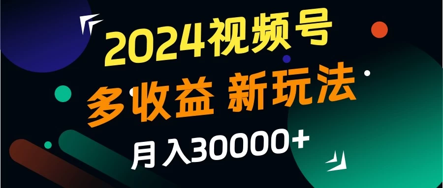 2024视频号多收益新玩法，月入3w+，新手小白都能简单上手！ - 项目资源网 - 项目资源网