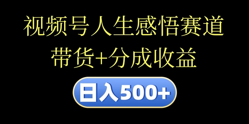 视频号人生感悟赛道，带货+分成收益，日入500+，10分钟做一个视频 - 项目资源网 - 项目资源网