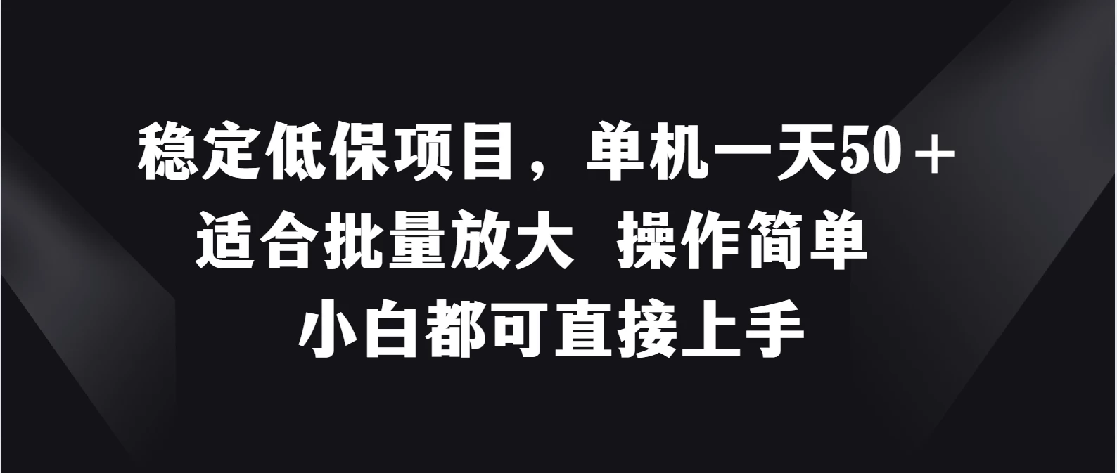 稳定低保项目，单机一天50＋适合批量放大，操作简单，小白都可直接上手 - 项目资源网 - 项目资源网