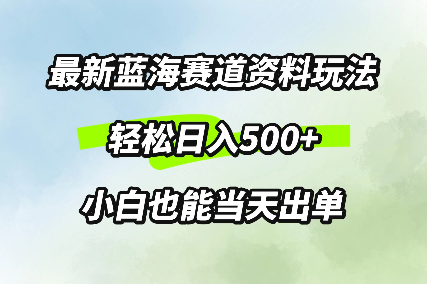 最新蓝海赛道资料玩法，轻松日入500+，小白也能当天出单 - 项目资源网 - 项目资源网