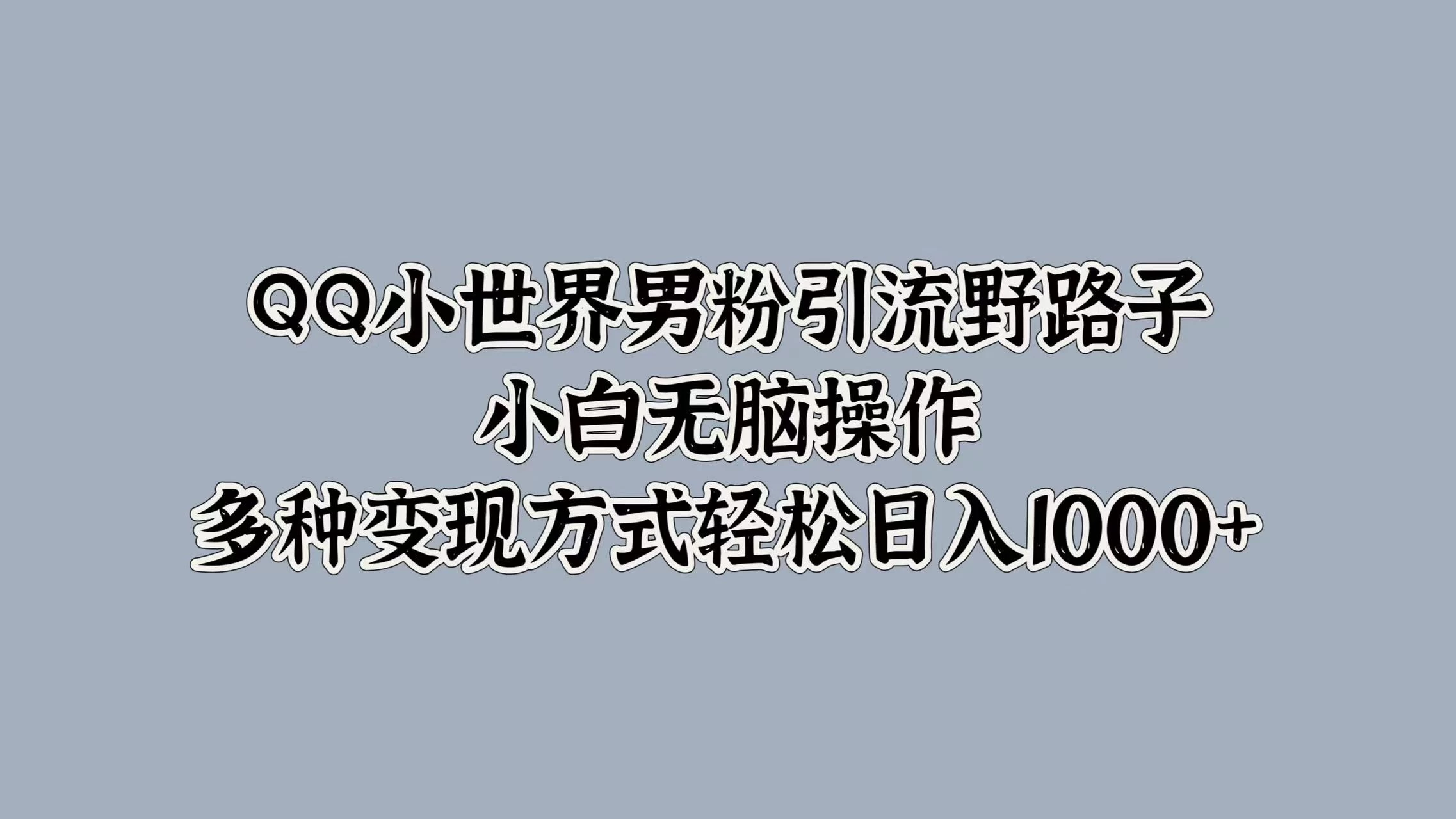 QQ小世界男粉引流野路子，小白无脑操作，多种变现方式轻松日入1000+ - 项目资源网 - 项目资源网