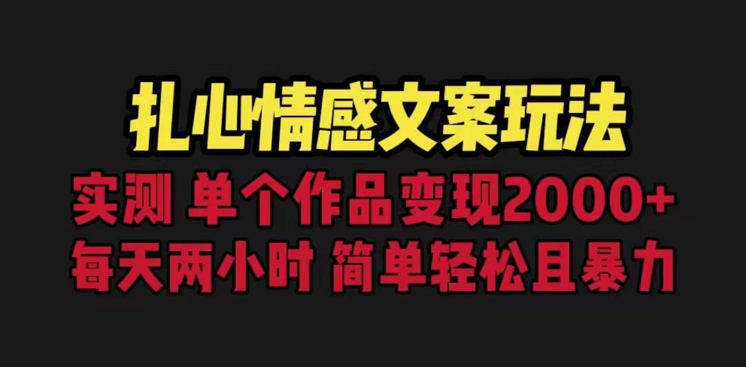 扎心情感文案玩法，单个作品变现2000+，一分钟一条原创作品，流量爆炸 - 项目资源网 - 项目资源网