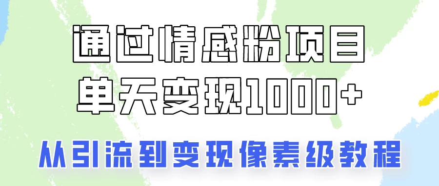 关于情感粉变现项目，我是怎么做到单天赚1000+的？从引流到变现像素级教程 - 项目资源网 - 项目资源网
