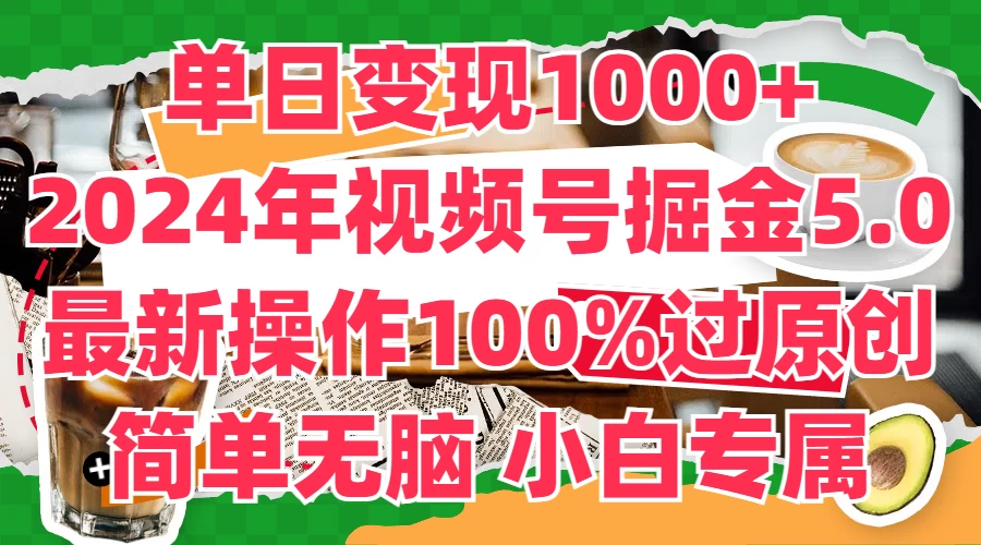 单日变现1000+，2024年视频号掘金5.0，最新骚操作100%过原创玩法，简单无脑，小白专属 - 项目资源网 - 项目资源网