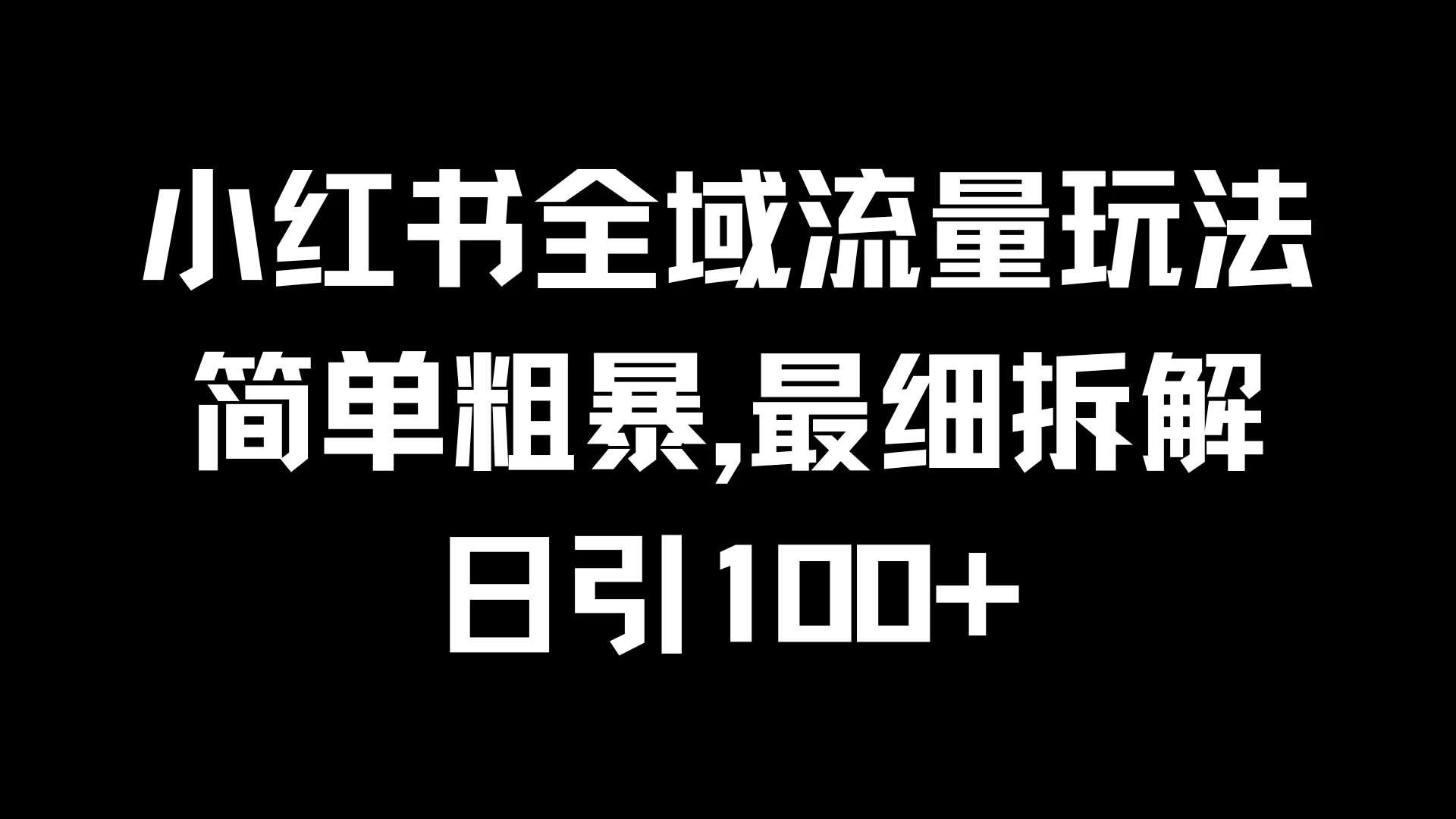 小红书全域流量玩法，简单粗暴，日引100+ - 项目资源网 - 项目资源网