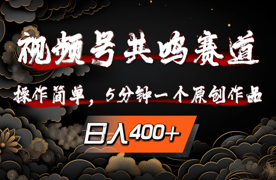 视频号共鸣赛道，操作简单，5分钟1个原创作品，日入400+ - 项目资源网 - 项目资源网