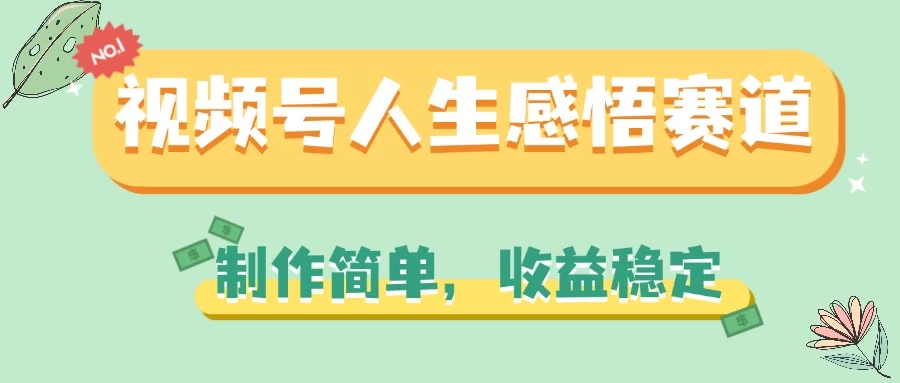 视频号人生感悟赛道，制作简单，收益稳定 - 项目资源网 - 项目资源网