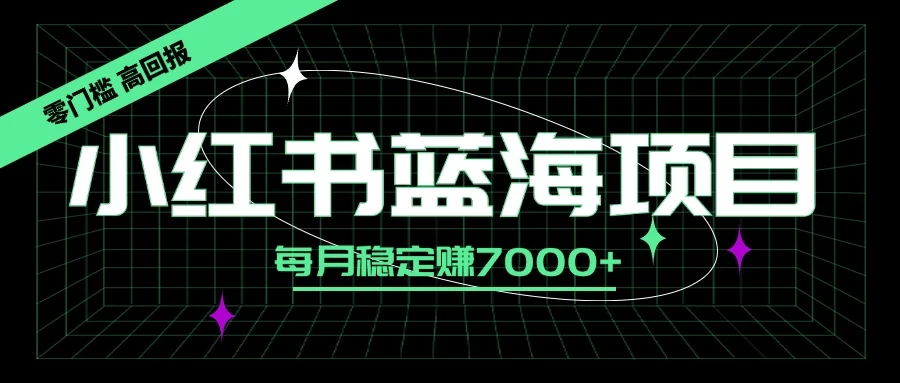 小红书蓝海项目，零门槛、高回报，每月稳定赚7000+ - 项目资源网 - 项目资源网