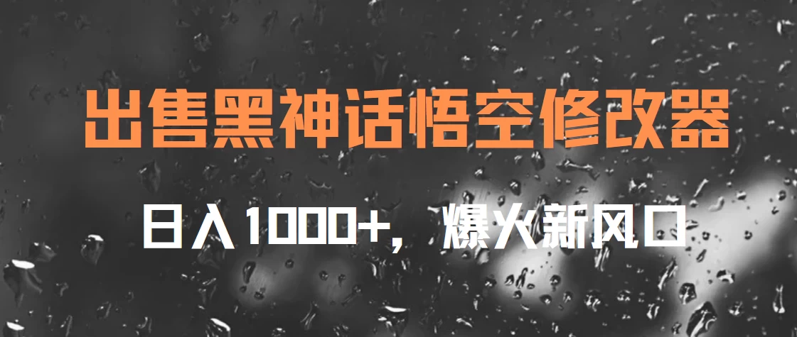 出售黑神话悟空修改器，日入1000+，爆火新风口 - 项目资源网 - 项目资源网