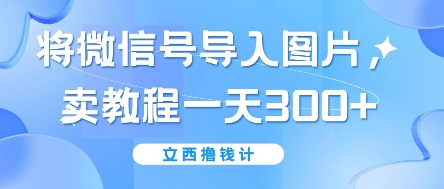 将微信号导入图片，卖教程一天300+（无脑操作！有手就会！） - 项目资源网 - 项目资源网