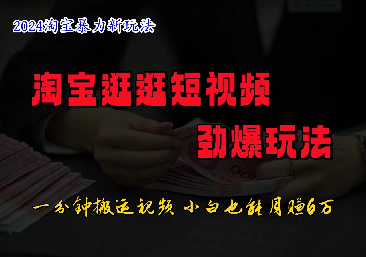 蓝海项目，淘宝逛逛视频分成计划，日入500+，只需一分钟搬运视频 - 项目资源网 - 项目资源网