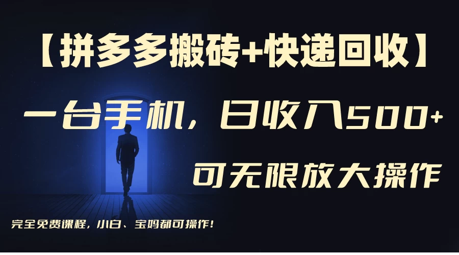 拼多多搬砖+快递回收，日入500+，多号矩阵收益无上限 - 项目资源网 - 项目资源网