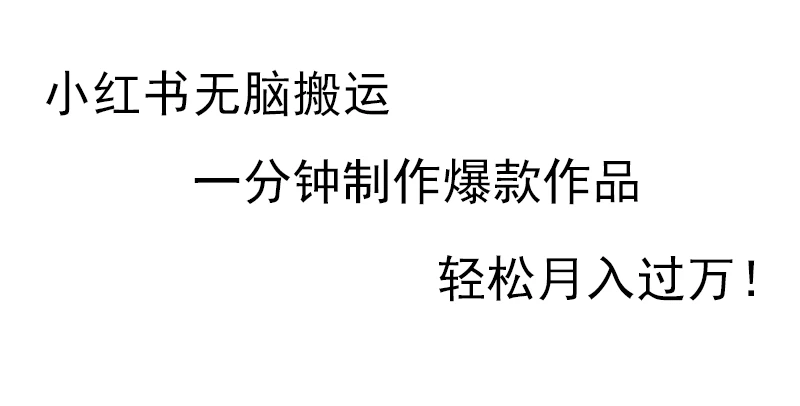 小红书无脑搬运，一分钟制作爆款作品，轻松月入过万 - 项目资源网 - 项目资源网
