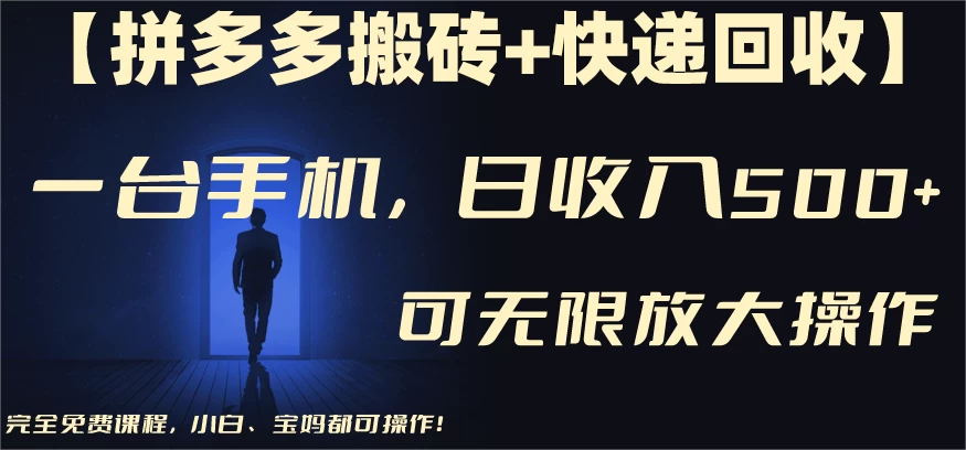 拼多多搬砖＋快递回收，日入600+，可多号矩阵收益无上限 - 项目资源网 - 项目资源网