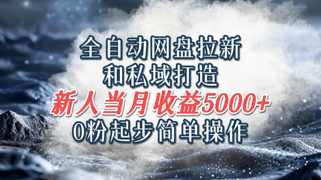 全自动网盘拉新和私域打造，0粉起步简单操作，新人入门当月收益5000以上 - 项目资源网 - 项目资源网