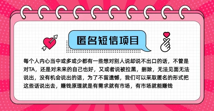 冷门小众赚钱项目，匿名短信，玩转信息差，月入五位数 - 项目资源网 - 项目资源网
