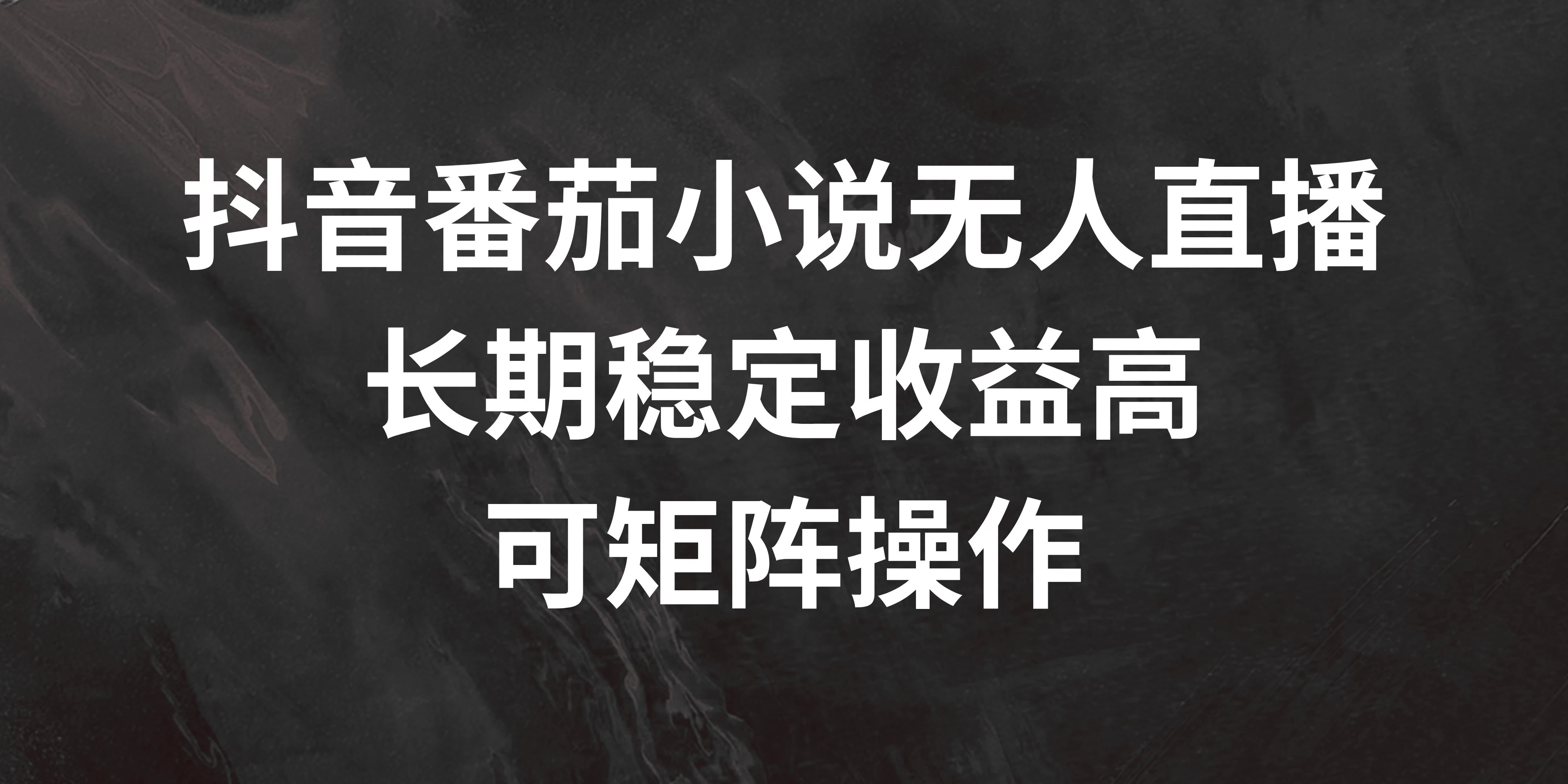 抖音番茄小说无人直播，长期稳定收益高，可矩阵操作 - 项目资源网 - 项目资源网