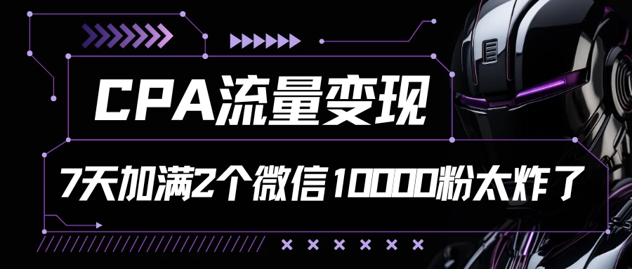 CPA流量变现，7天加满两个微信10000粉，轻轻松松加爆微信 - 项目资源网 - 项目资源网