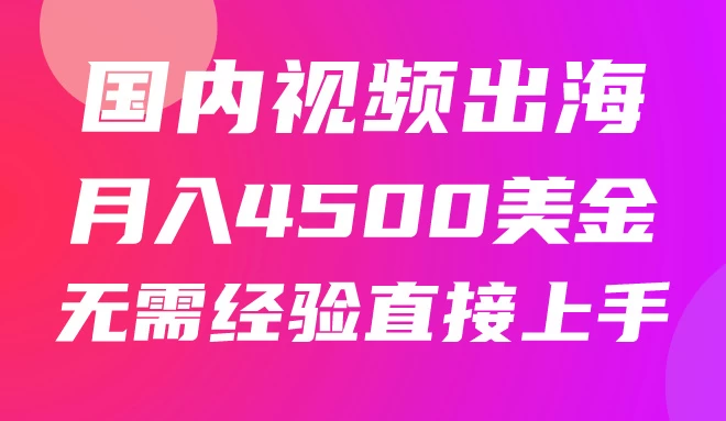 国内爆款视频出海赚美刀，实战月入4500美金，批量无脑搬运，无需经验直接上手 - 项目资源网 - 项目资源网