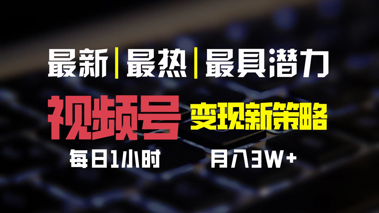 视频号变现新策略，每日只需一小时，月入30000+ - 项目资源网 - 项目资源网