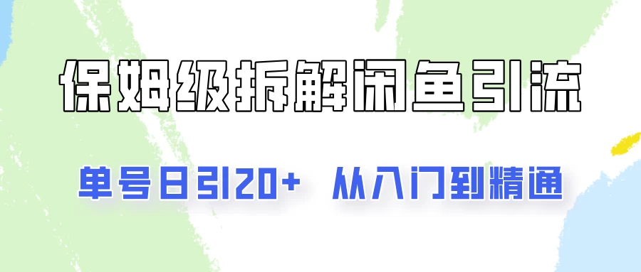 单号日引20+，像素级拆解闲鱼引流创业粉，从入门到精通全流程 - 项目资源网 - 项目资源网