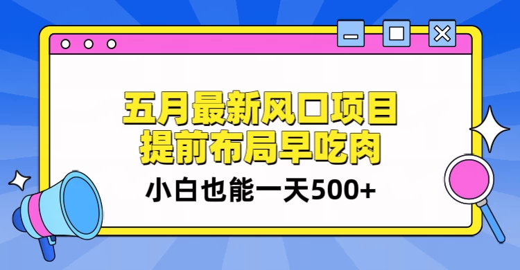 5月最新风口项目，提前布局早吃肉，小白也能一天暴利500+ - 项目资源网 - 项目资源网