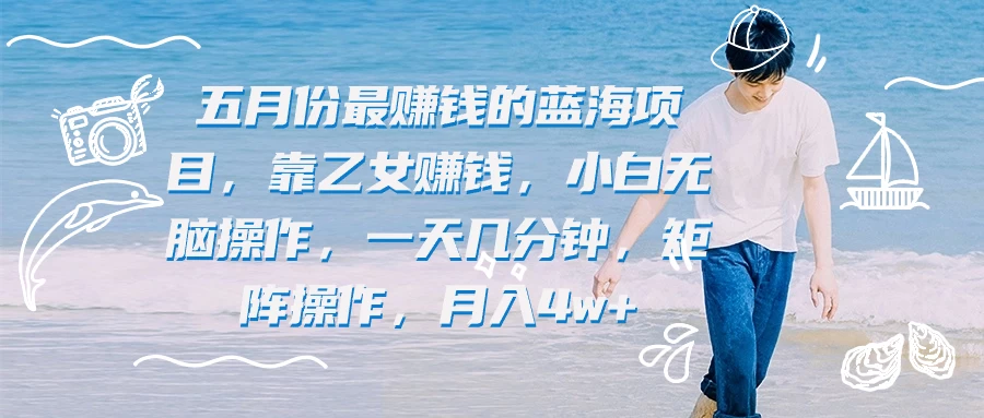 五月份最赚钱的蓝海项目，靠乙女赚钱，小白无脑操作，一天几分钟，矩阵操作，月入4w+ - 项目资源网 - 项目资源网