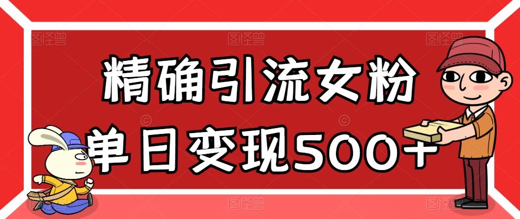 精确引流女粉，单日变现500+，高复购，保姆级教程 - 项目资源网 - 项目资源网