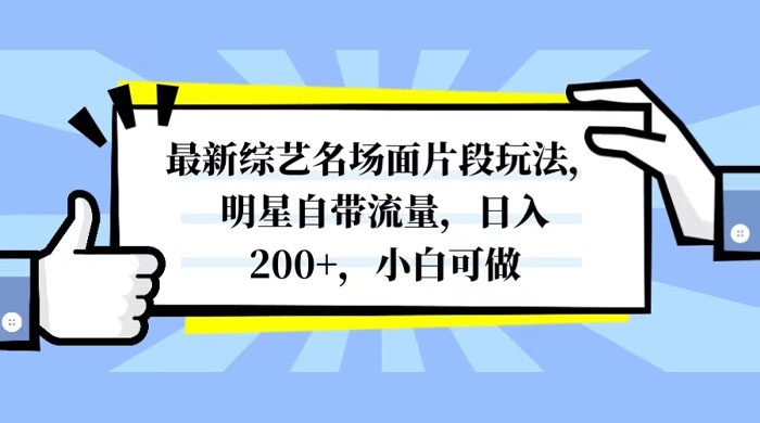 最新综艺名场面片段玩法，明星自带流量，日入200+，小白可做 - 项目资源网 - 项目资源网