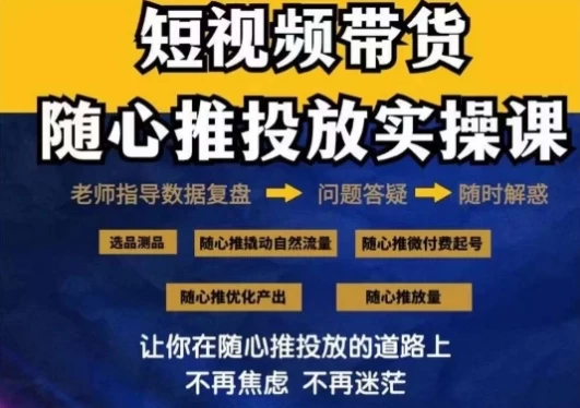 2024好物分享随心推投放实操课，随心推撬动自然流量/微付费起号/优化产出 - 项目资源网 - 项目资源网