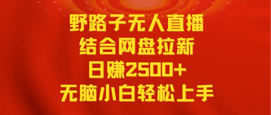 无人直播野路子结合网盘拉新，日赚2500+多平台变现，小白无脑轻松上手操作 - 项目资源网 - 项目资源网
