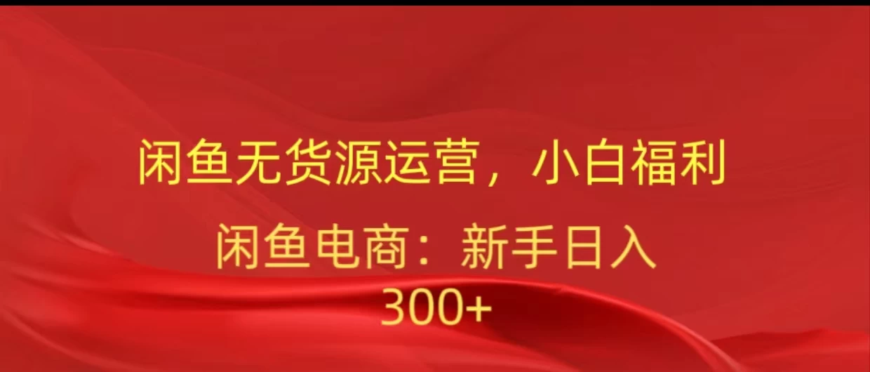 闲鱼无货源运营，小白福利，日入300+，轻松月入过万！ - 项目资源网 - 项目资源网