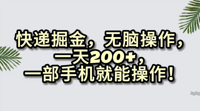 快递掘金，无脑搬运，一天 200+，一部手机就能操作 - 项目资源网 - 项目资源网