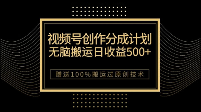 视频号分成计划与私域双重变现，纯搬运无技术，日入 3~5 位数 - 项目资源网 - 项目资源网