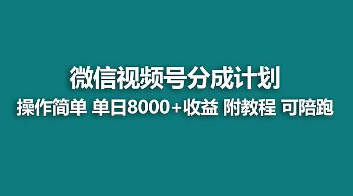 蓝海项目，视频号分成计划，单天收益 8000+，附玩法教程 - 项目资源网 - 项目资源网