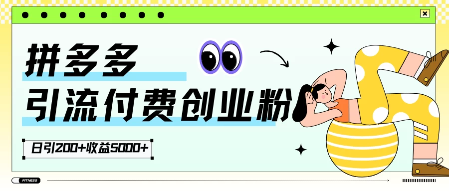 拼多多引流付费创业粉，日引200+，收益5000+ - 项目资源网 - 项目资源网