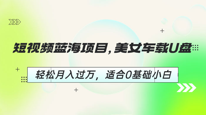 短视频蓝海项目：美女车载 U 盘，适合 0 基础小白 - 项目资源网 - 项目资源网