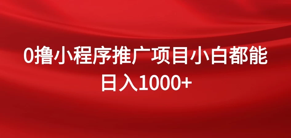 0撸小程序推广项目，日入四位数，零基础小白也能做 - 项目资源网 - 项目资源网