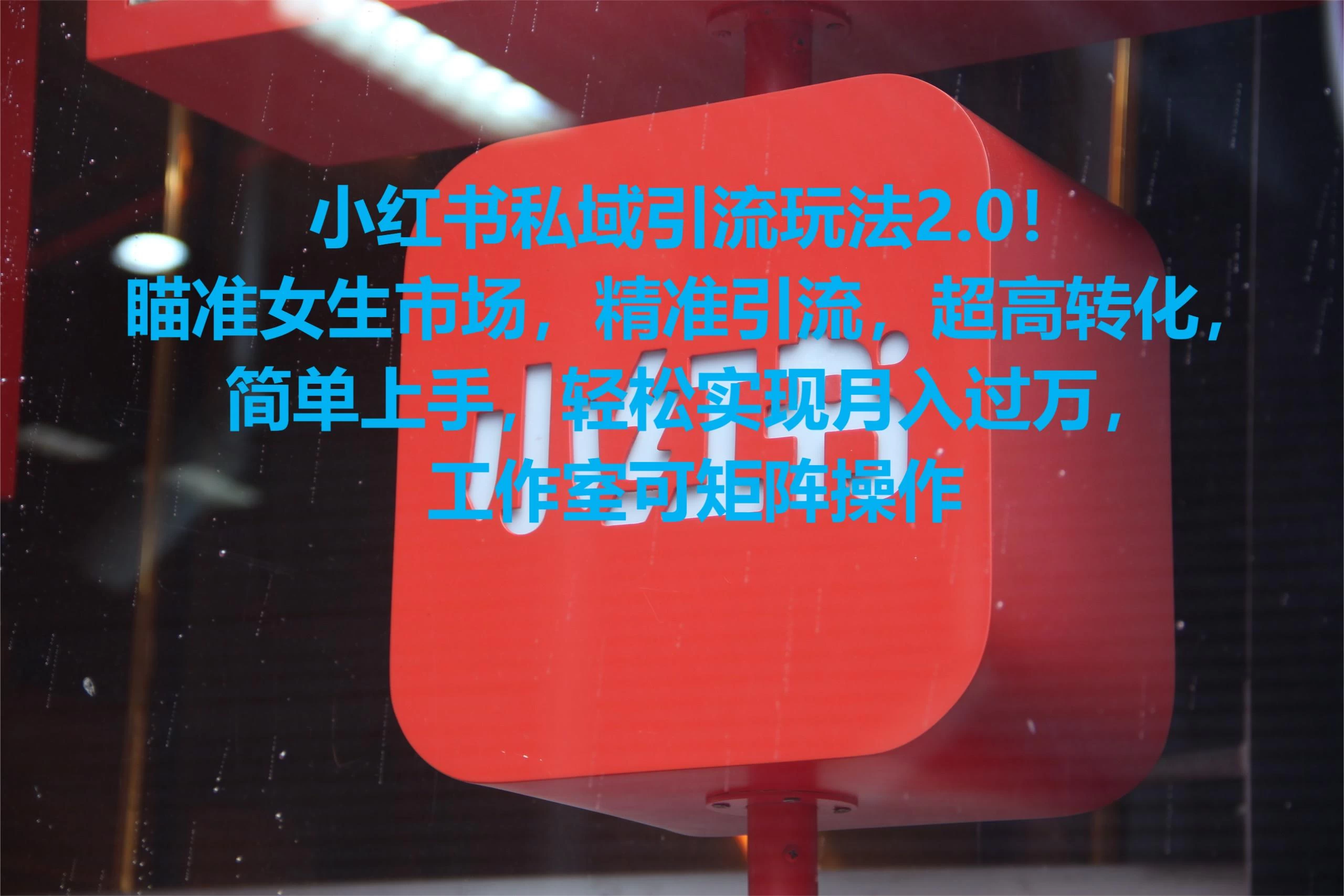 小红书私域引流玩法2.0！瞄准女生市场，精准引流，超高转化，简单上手，轻松实现月入过万，工作室可矩阵操作 - 项目资源网 - 项目资源网